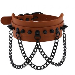 Spikes Collar With Black Chain