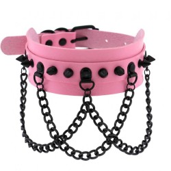 Spikes Collar With Black Chain