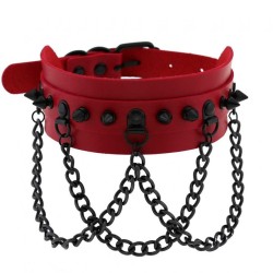 Spikes Collar With Black Chain