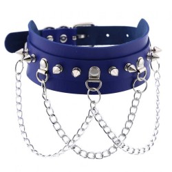 Spikes Collar With Silver Chain