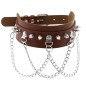 Spikes Collar With Silver Chain