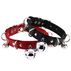 D Ring Punk Collar With Bell