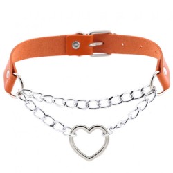 Metal Heart Collar With Chain