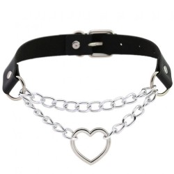 Metal Heart Collar With Chain