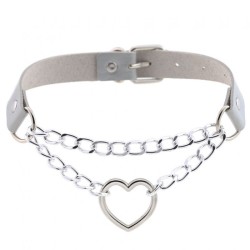 Metal Heart Collar With Chain