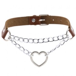 Metal Heart Collar With Chain