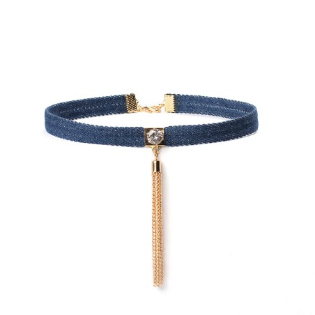 Metal Tassel Denim Collar