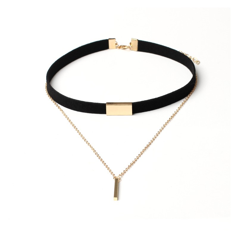 Golden Chain Tassel Suede Choker