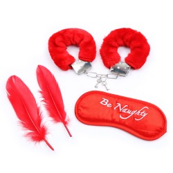 Feather Ticklers Kit With Cuffs &amp; Blindfold