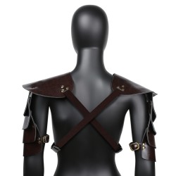 Unisex Brown PU Leather Vintage Armor