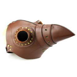 Light Brown Leather Plague Doctor Mask