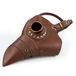 Light Brown Leather Plague Doctor Mask