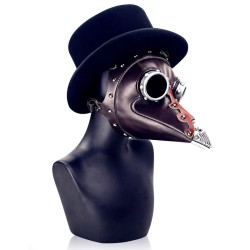 Plague Bird Doctor Mask Brown PU Leather Bird Beak Masks