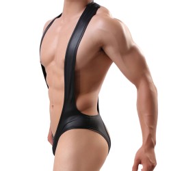 Men Faux Leather Assless Game One Pieces