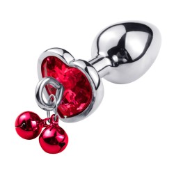 Jeweled Heart Anal Plug with Bell