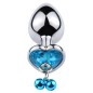 Leash Chain Heart Jeweled Anal Plug with Bell