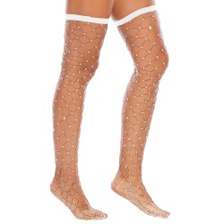 Bright Shining Rhinestone Fishnet Stockings