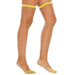 Bright Shining Rhinestone Fishnet Stockings