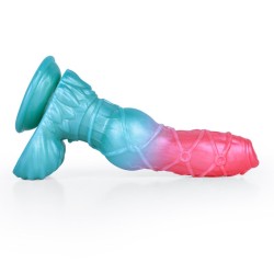 Alien Beast Cyan Rainbow 9.4" Dildo - H