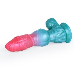 Alien Beast Cyan Rainbow 9.4" Dildo - H