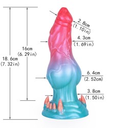 Alien Beast Cyan Rainbow 7.3" Dildo - G