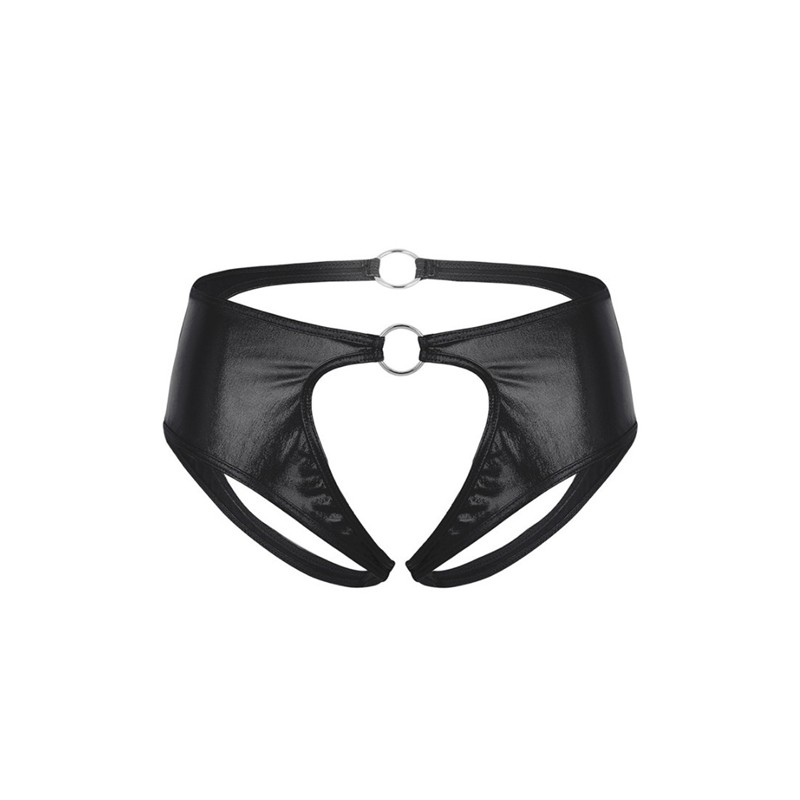 Special Designed Crotchless Patent Lesther Panty For Women