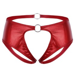 Special Designed Crotchless Patent Lesther Panty For Women