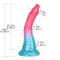 Alien Beast Cyan Rainbow 9.8" Dildo - E