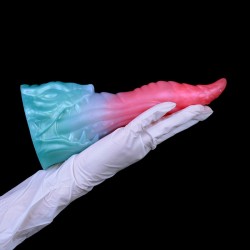 Alien Beast Cyan Rainbow 8.2" Dildo - D