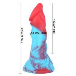 Blue And Red Realistic Dong - 22cm/8.6"