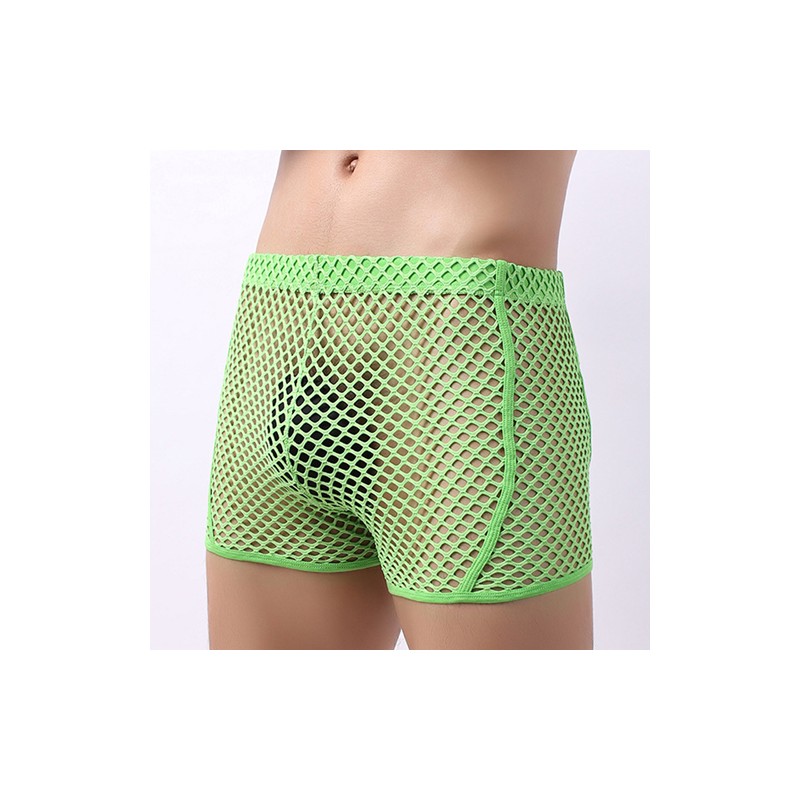 Men Breathable Sexy Fishnet Boxers Briefs