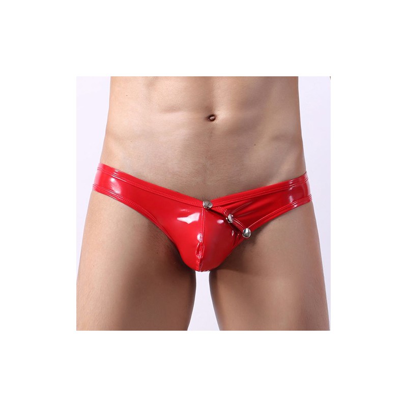 Hot Low Waist Patent Leather Easy Opened Panty