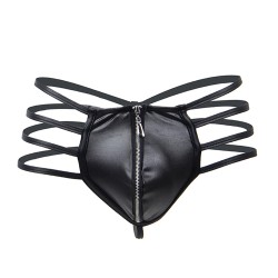 Special Designed Faux Leather Low-rice Zipper Panty