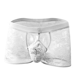 Alluring Front Hollowed-out  Lace Boxer Briefs