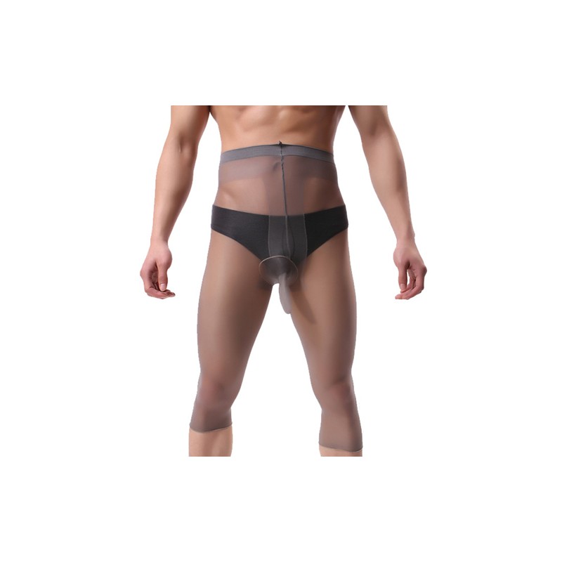 Men Ultrathin See-through Cropped Panty-hose