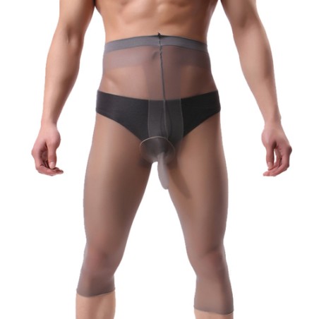 Men Ultrathin See-through Cropped Panty-hose