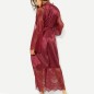 Ladies Graceful Lace Nightdress Long Gown With Belt