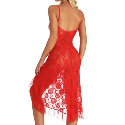 Hot Selling Rose Lace Slashed Long Dress Nightdress