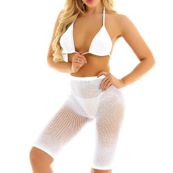 Hot Rhinestone Haltered Mesh Bra And Fifth Pants