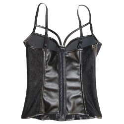 Hot Concentrated Shape Faux Leather Spliced With Lace Corset