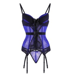Light Strappy Lace Spliced With Mesh Body Shaper Corset