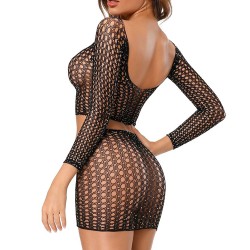 Sexy Hollowed-out Rhinestone Decorated Top&amp;dress Set