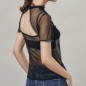 Black Transparent Back Hollowed-out Lace Tops