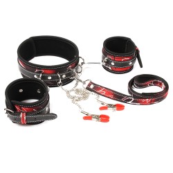 Collar &amp; Cuffs With Nipple Clamp