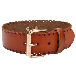 Real Leather Collar With Golden Lead