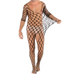 Big Mesh Hollowed-out See-through Men Bodysuit