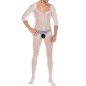 Pure White Crotchless Low Cut Jampsuit Teddy For Men