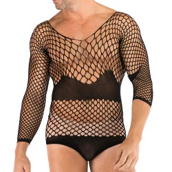 Erotic Men Fishnet Long sleeved Teddy Lingerie