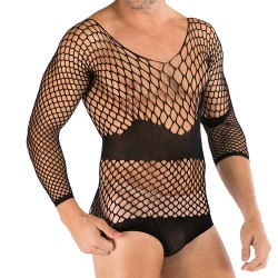 Erotic Men Fishnet Long sleeved Teddy Lingerie