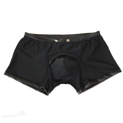 Men's Faux Leather Easy To Open Boxer Brief